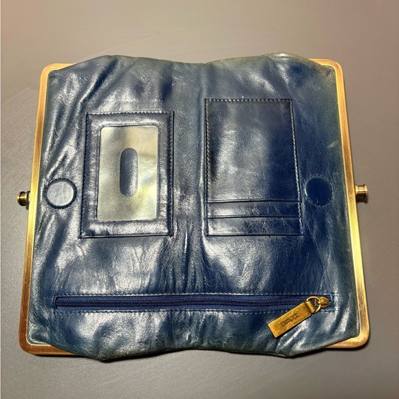 HOBO INTERNATIONAL Lauren Dark Blue Embossed Leather Clutch Wallet - Picture 5 of 12